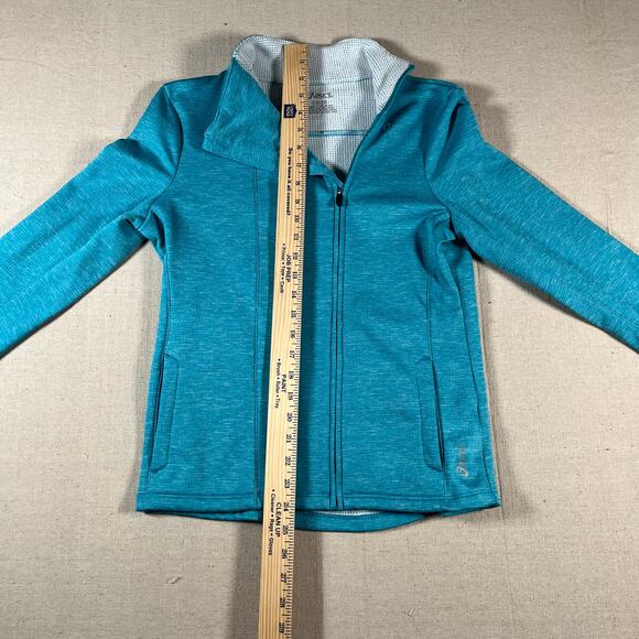 Asics Womens Size Small Thermal Running Jacket Full Zip Green Activewear - Picture 3 of 5